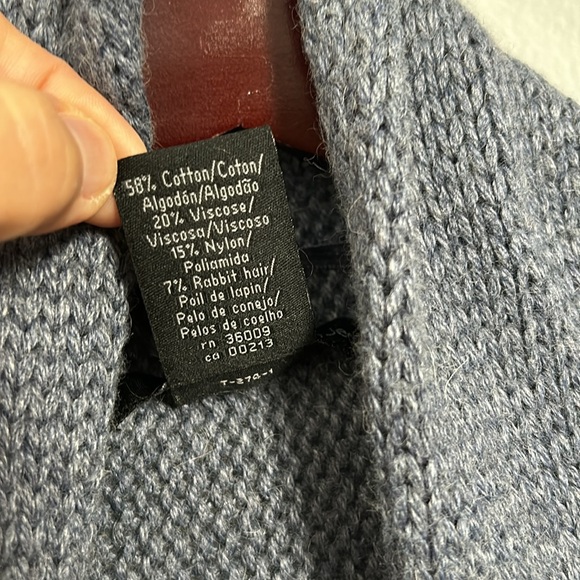 Calvin Klein Wrap Blue Asymmetrical Open Front Sweater size Large - Picture 16 of 16